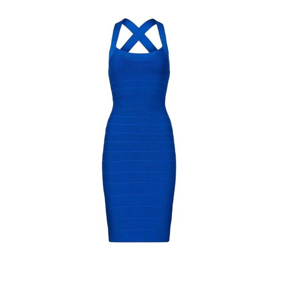Hervé Léger Cross Back Mini Dress in Blue Size 2 MSRP: $890 - Picture 1 of 9